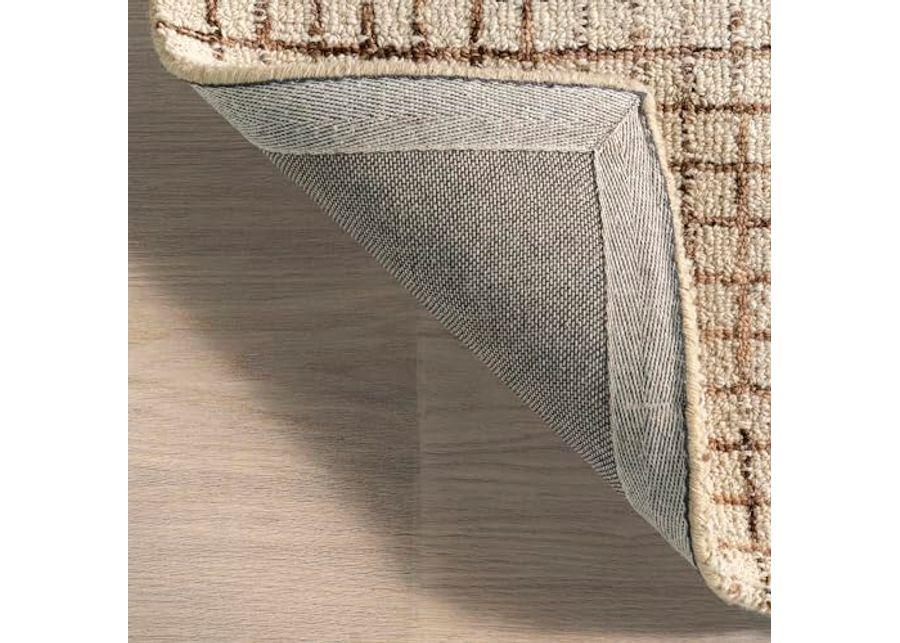 Rugs USA x Arvin Olano Melrose Checked Wool Area Rug, Cream, 5' x 8'