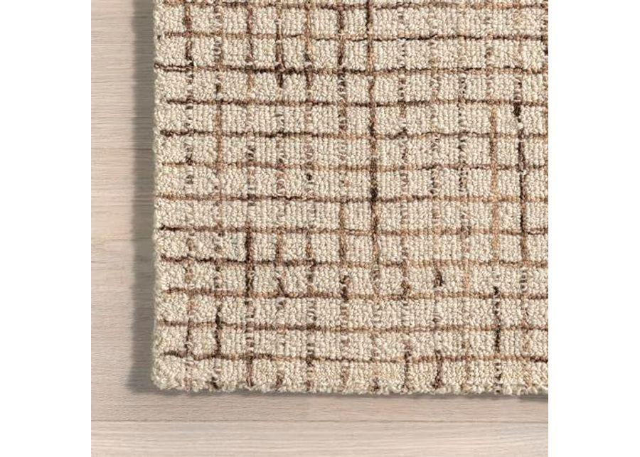 Rugs USA x Arvin Olano Melrose Checked Wool Area Rug, Cream, 5' x 8'