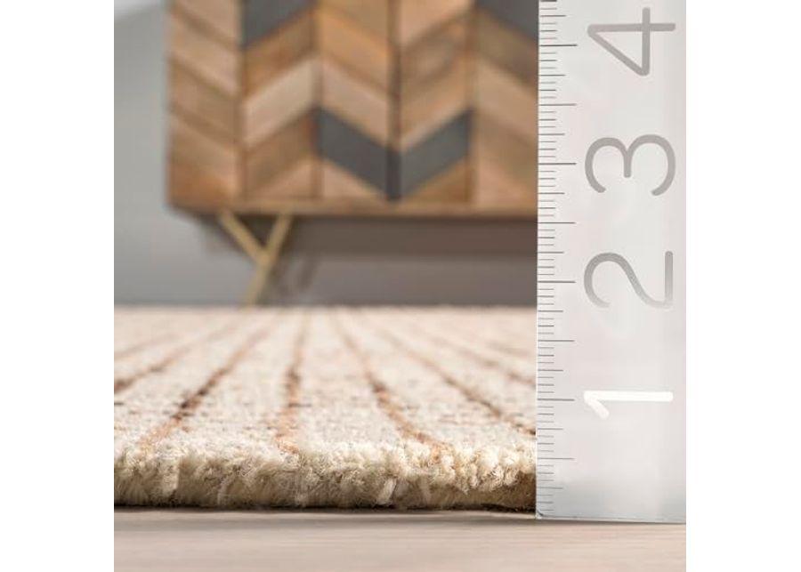 Rugs USA x Arvin Olano Melrose Checked Wool Area Rug, Cream, 5' x 8'