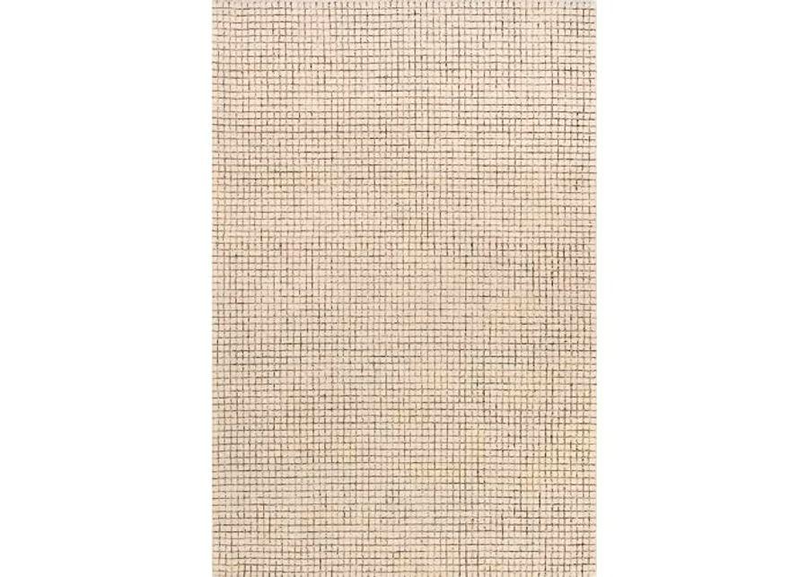 Rugs USA x Arvin Olano Melrose Checked Wool Area Rug, Cream, 5' x 8'