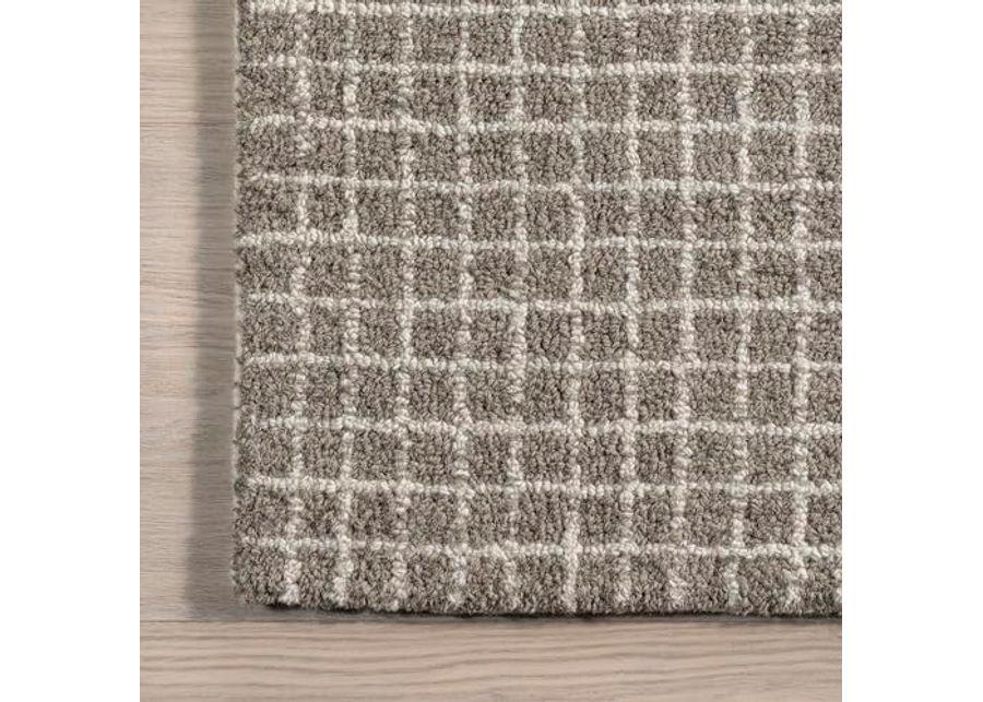 nuLOOM Rugs USA x Arvin Olano Melrose Checked Wool Area Rug, Grey, 12' x 15'