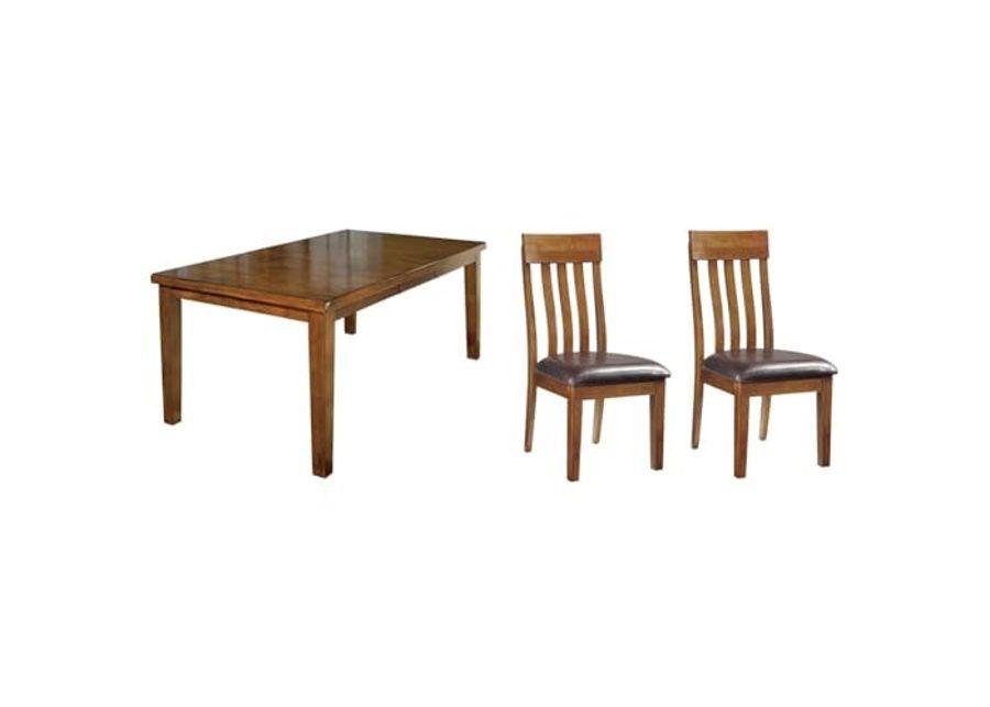 Signature Design by Ashley Ralene Traditional Dining Room Extension Table, Medium Brown & Ralene Rake Back 19" Dining Room Chair 2 Count, Medium Brown