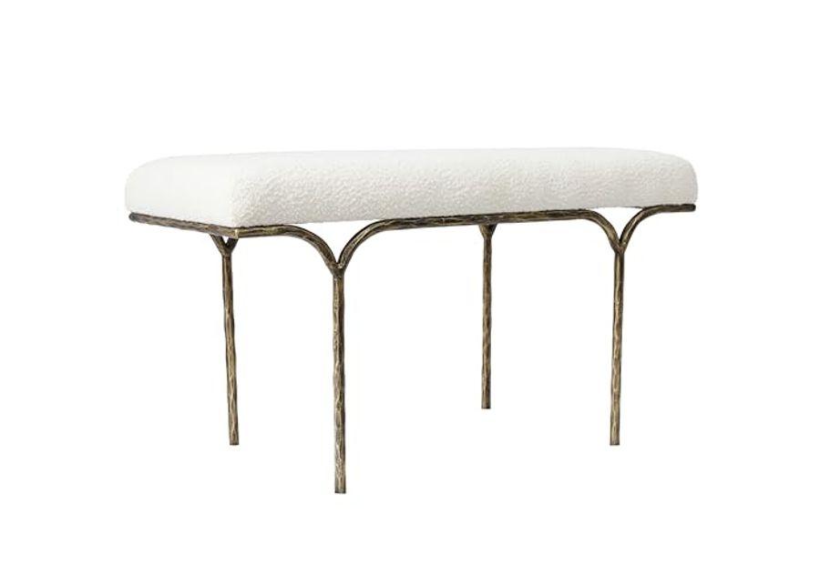 SAFAVIEH Marvin Boucle 36" SFV9529 Bench, 16" W x 20" D x 25" H, Ivory/Brass