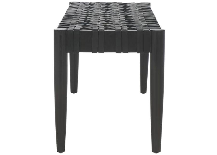 SAFAVIEH Walda Leather Woven BCH4000 Bench, 47" W x 16" D x 16" H, Black