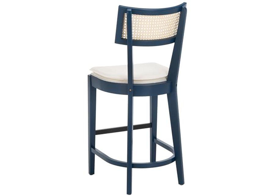 SAFAVIEH Home Collection Galway Navy/Natural 27-inch Seat Height Counter Stool for Kitchen Island Breakfast Nook