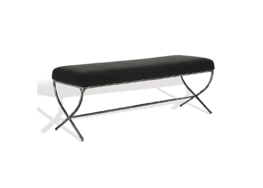 SAFAVIEH Janeen Boucle and Metal SFV9528 Bench, 20" W x 21" D x 45" H, Black