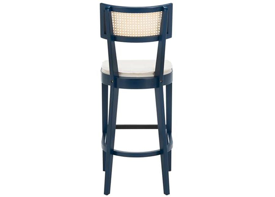 SAFAVIEH Home Collection Galway Navy/Natural 31-inch Seat Height Bar Stool for Kitchen Island Breakfast Nook