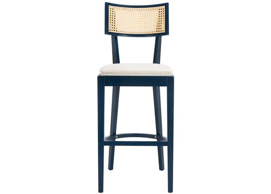 SAFAVIEH Home Collection Galway Navy/Natural 31-inch Seat Height Bar Stool for Kitchen Island Breakfast Nook