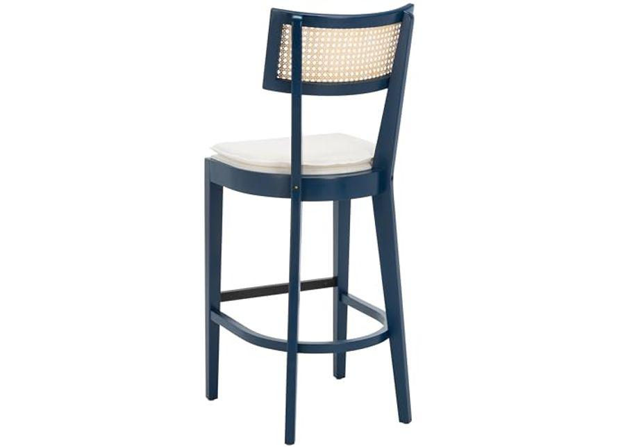 SAFAVIEH Home Collection Galway Navy/Natural 31-inch Seat Height Bar Stool for Kitchen Island Breakfast Nook