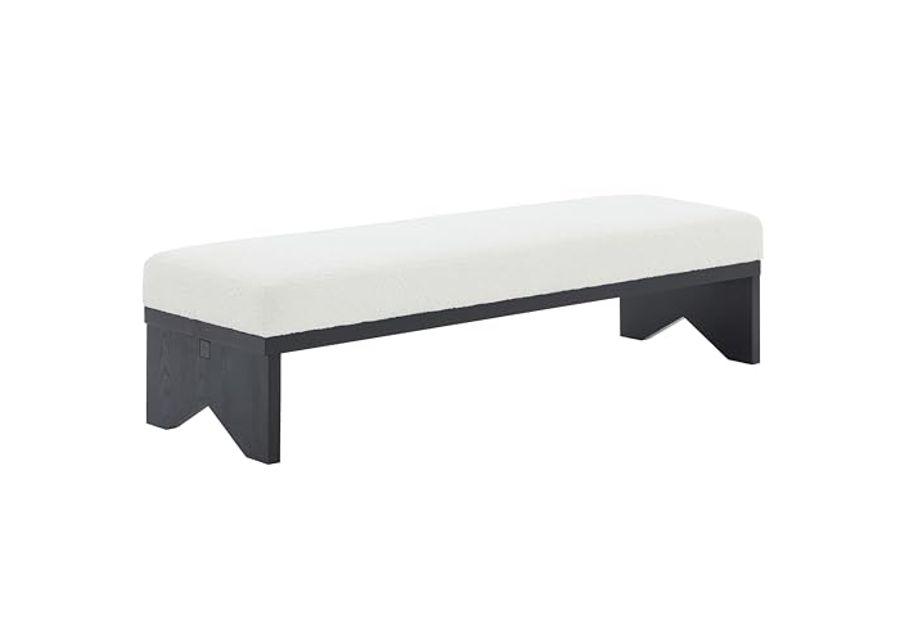 SAFAVIEH Sharyn Boucle & Wood SFV5113 Bench, 20" W x 17" D x 49" H, Ivory/Black