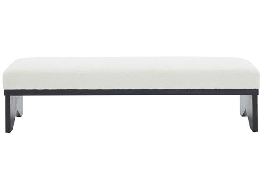 SAFAVIEH Sharyn Boucle & Wood SFV5113 Bench, 20" W x 17" D x 49" H, Ivory/Black