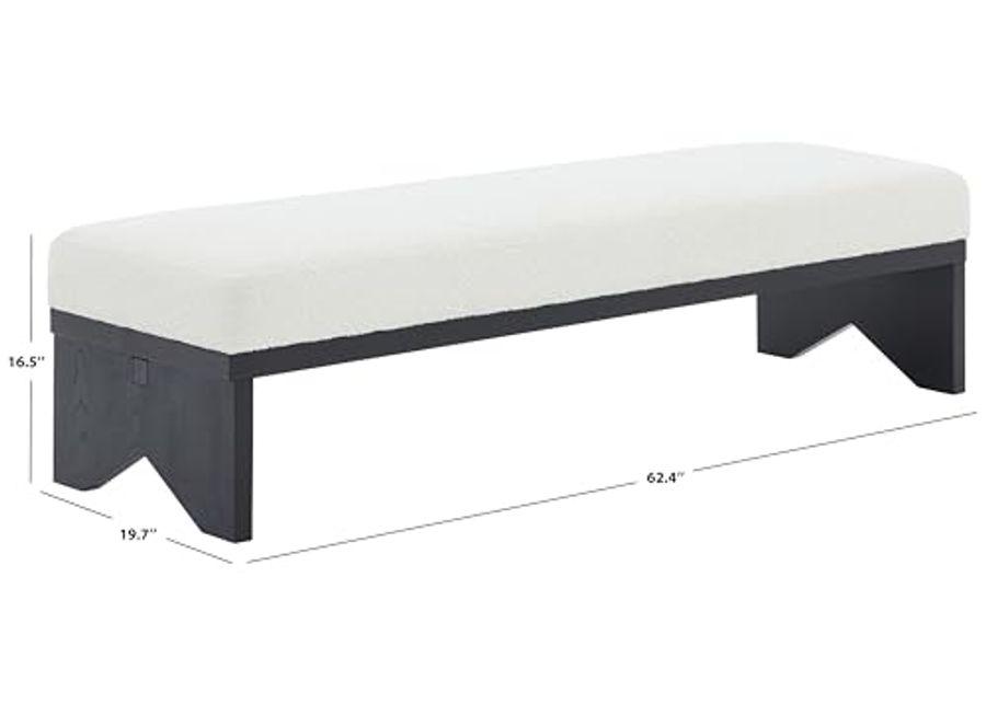 SAFAVIEH Sharyn Boucle & Wood SFV5113 Bench, 20" W x 17" D x 49" H, Ivory/Black