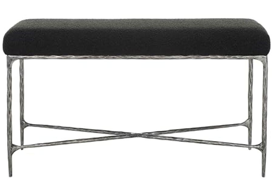 SAFAVIEH Mandy Boucle SFV9527 Bench, 16" W x 20" D x 25" H, Black