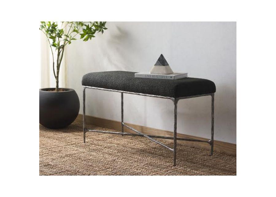 SAFAVIEH Mandy Boucle SFV9527 Bench, 16" W x 20" D x 25" H, Black