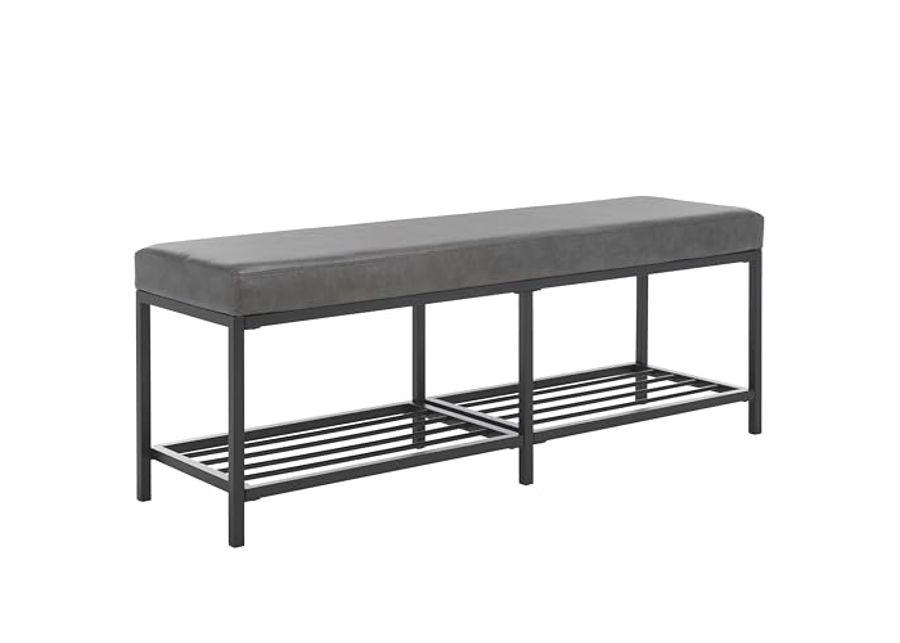 SAFAVIEH Yomi BCH6404 Bench, 48" W x 15" D x 18" H, Grey/Black