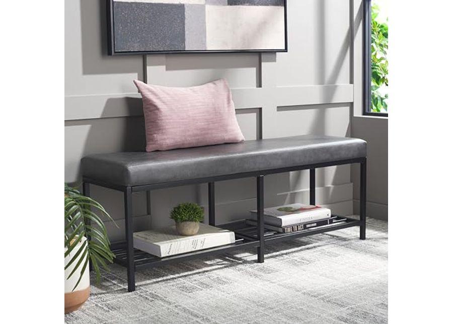 SAFAVIEH Yomi BCH6404 Bench, 48" W x 15" D x 18" H, Grey/Black