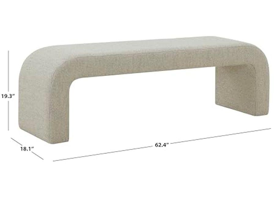 SAFAVIEH Caralynn Upholstered SFV5027 Bench, 18" W x 19" D x 40" H, Light Brown