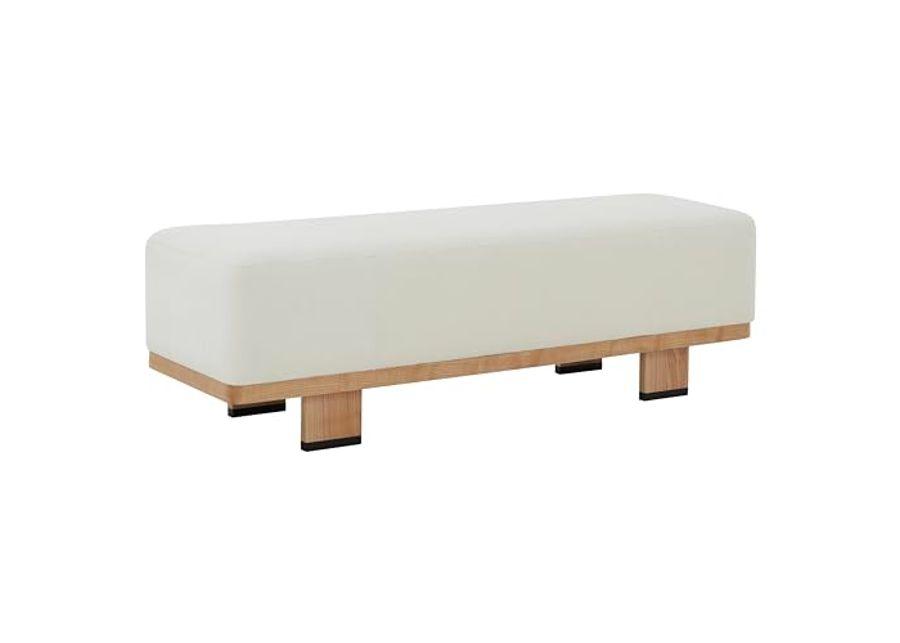 SAFAVIEH Abrianna Wood Base SFV5115 Bench, 18" W x 18" D x 33" H, Ivory/Natural