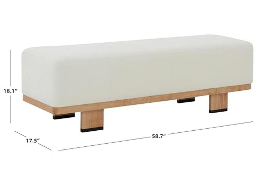 SAFAVIEH Abrianna Wood Base SFV5115 Bench, 18" W x 18" D x 33" H, Ivory/Natural