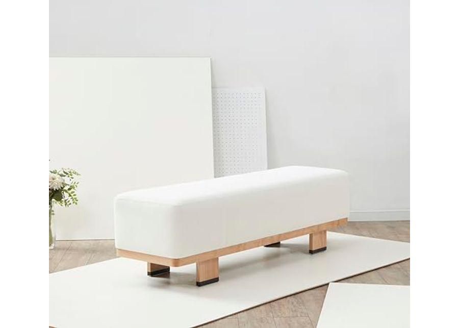 SAFAVIEH Abrianna Wood Base SFV5115 Bench, 18" W x 18" D x 33" H, Ivory/Natural