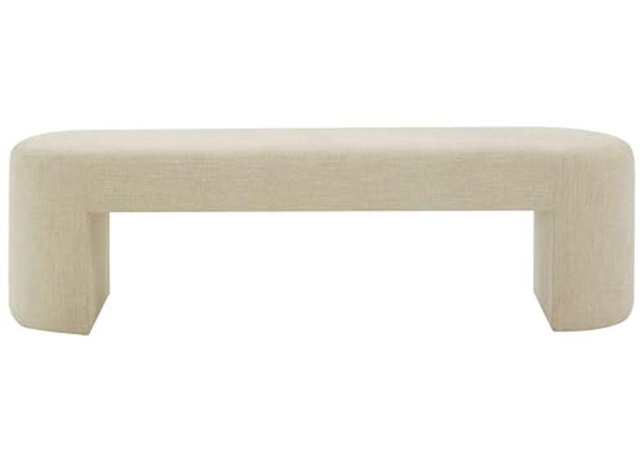 SAFAVIEH Dallyce Upholstered SFV5118 Bench, 18" W x 18" D x 30" H, Beige