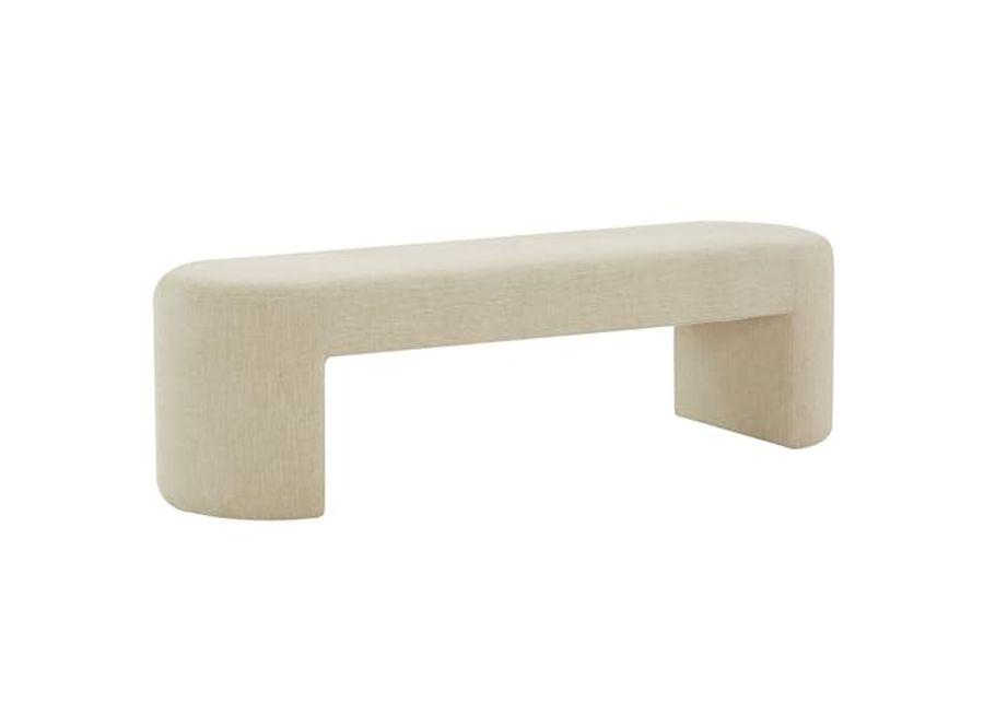 SAFAVIEH Dallyce Upholstered SFV5118 Bench, 18" W x 18" D x 30" H, Beige