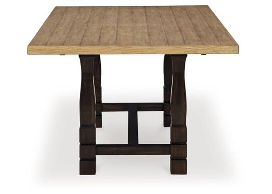 Signature Design by Ashley Charterton Casual Dining Table with Trestle Base, Light Brown & Dark Brown