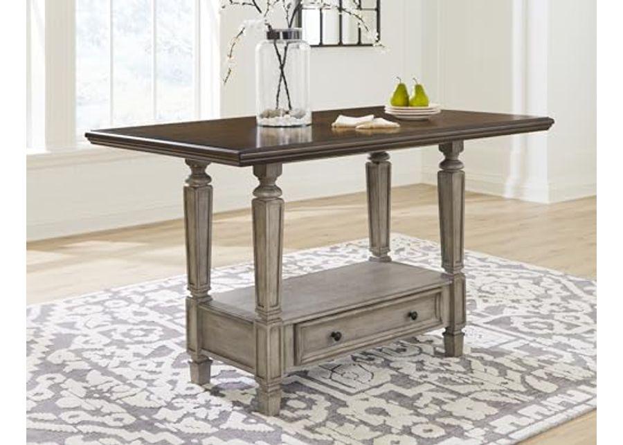 Signature Design by Ashley Lodenbay Casual Counter Height Dining Table with 1 Drawer and 1 Open Shelf, Light Gray & Dark Brown