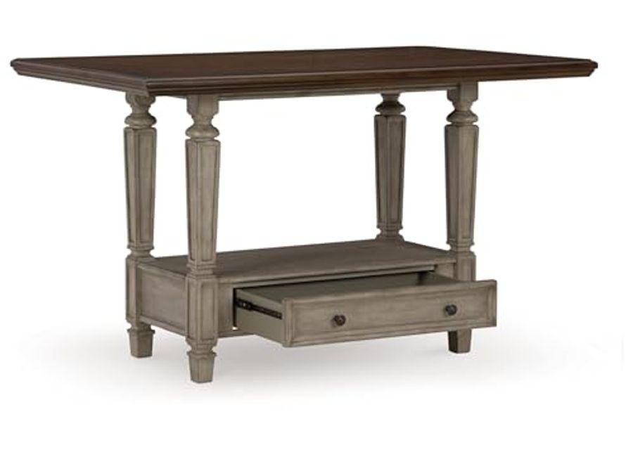 Signature Design by Ashley Lodenbay Casual Counter Height Dining Table with 1 Drawer and 1 Open Shelf, Light Gray & Dark Brown