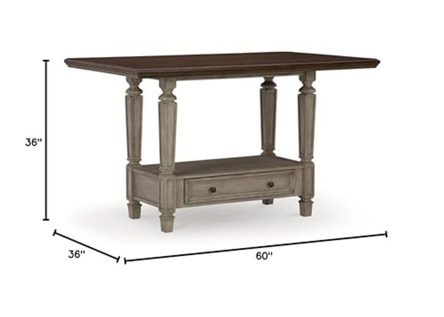 Signature Design by Ashley Lodenbay Casual Counter Height Dining Table with 1 Drawer and 1 Open Shelf, Light Gray & Dark Brown