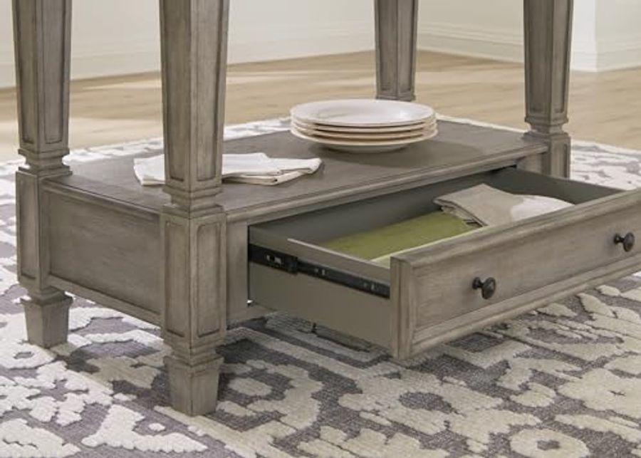 Signature Design by Ashley Lodenbay Casual Counter Height Dining Table with 1 Drawer and 1 Open Shelf, Light Gray & Dark Brown