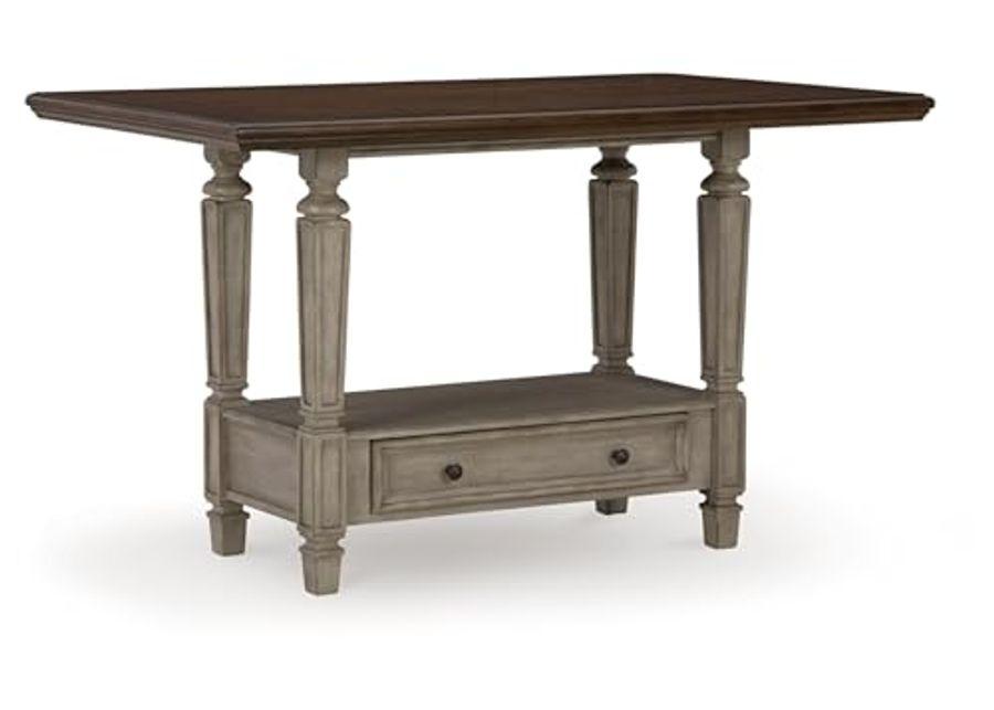 Signature Design by Ashley Lodenbay Casual Counter Height Dining Table with 1 Drawer and 1 Open Shelf, Light Gray & Dark Brown