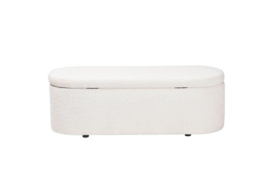 Baxton Studio Lavina Teddy-Bear Fabric Storage Bench, White