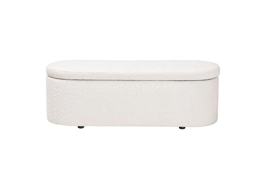 Baxton Studio Lavina Teddy-Bear Fabric Storage Bench, White