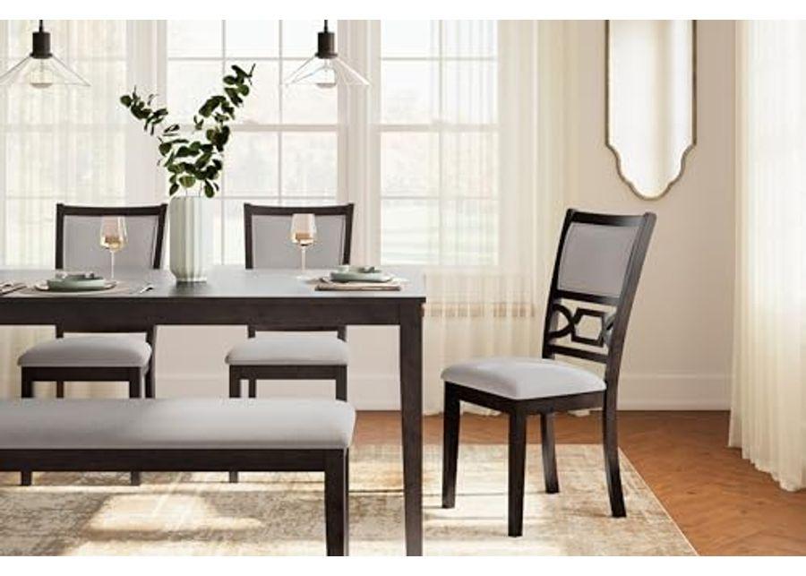 Signature Deisgn by Ashley Langwest Dining Table and 4 Chairs and Bench, Set of 6, 60" W x 36" D x 30" H, Dark Brown & Beige