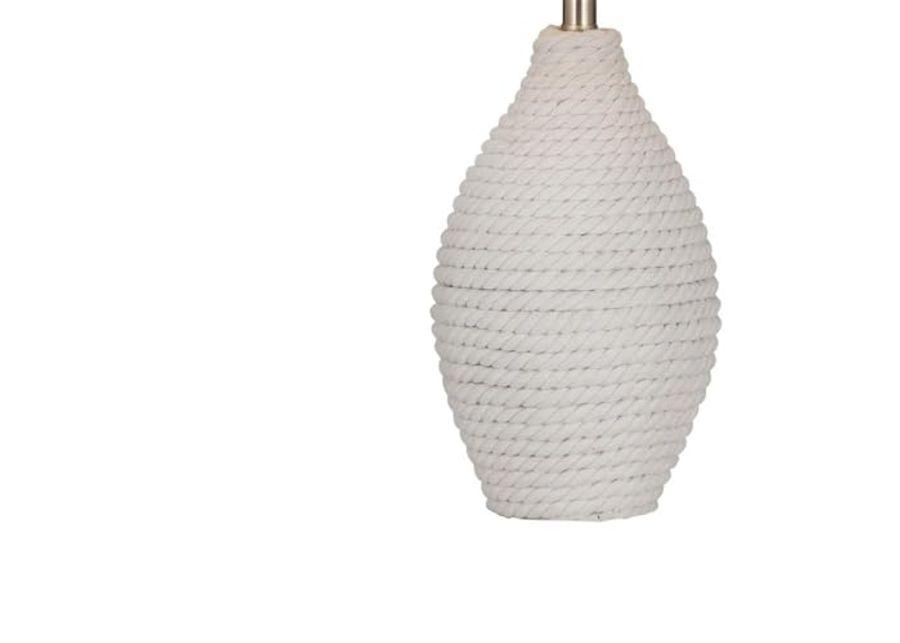 Bassett Mirror Company Nile Table Lamp in White Rope Fabric with Tapered Shade