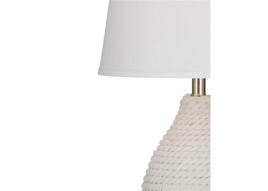 Bassett Mirror Company Nile Table Lamp in White Rope Fabric with Tapered Shade