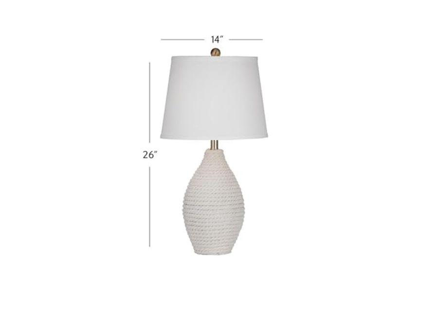 Bassett Mirror Company Nile Table Lamp in White Rope Fabric with Tapered Shade