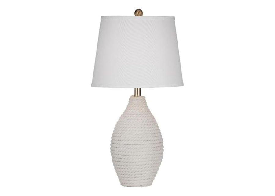 Bassett Mirror Company Nile Table Lamp in White Rope Fabric with Tapered Shade