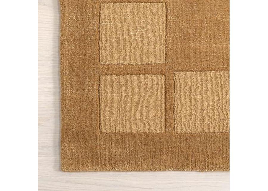 Rugs USA x Arvin Olano Petra High-Low Wool-Blend Area Rug, Wheat, 5' x 8'