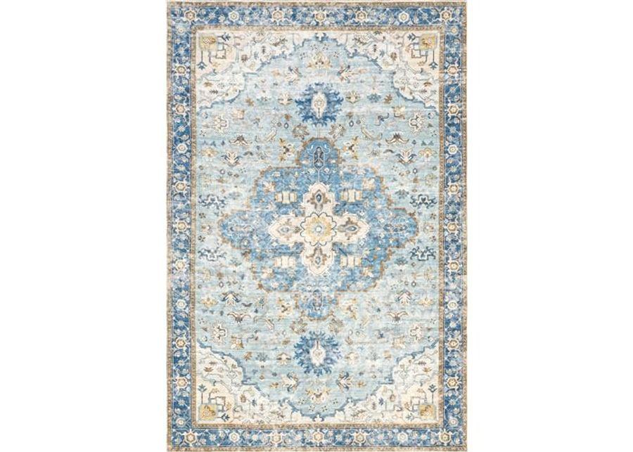 Rugs USA x Lauren Liess Amaryllis Medallion Machine Washable Area Rug, 6x9, Dark Blue