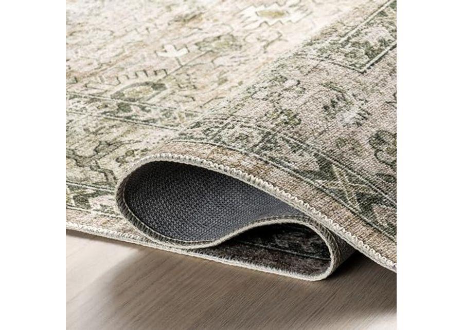 Rugs USA x Lauren Liess Myrtle Vintage Machine Washable Accent Rug, 3x5, Sage Green