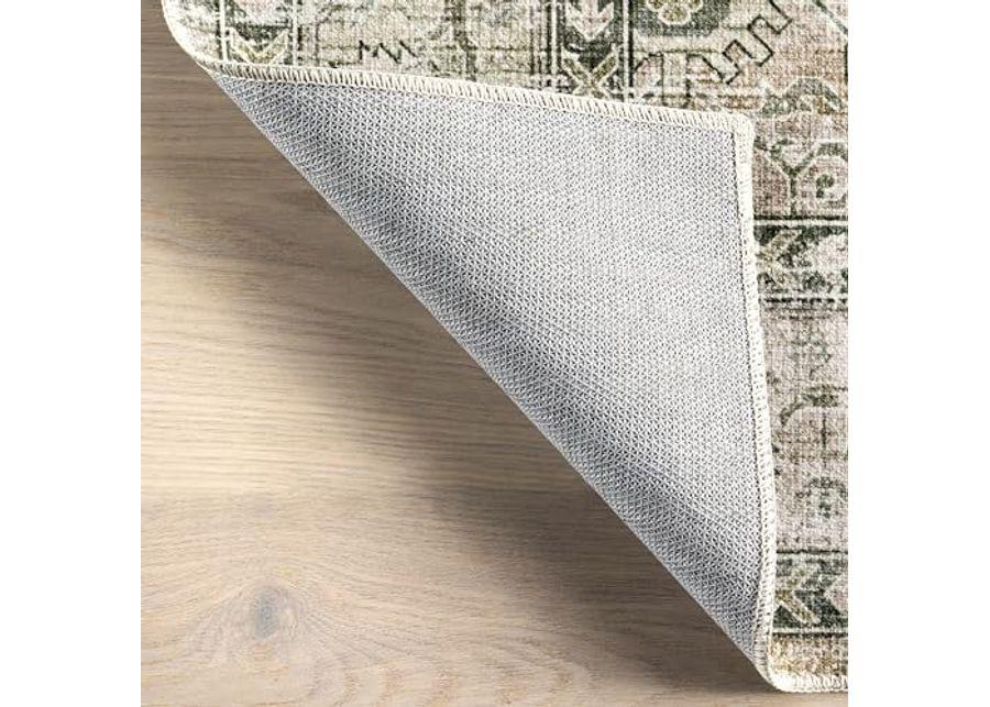 Rugs USA x Lauren Liess Myrtle Vintage Machine Washable Accent Rug, 3x5, Sage Green