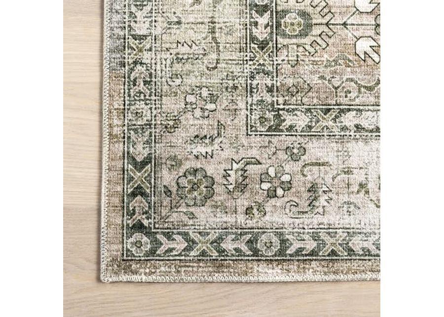 Rugs USA x Lauren Liess Myrtle Vintage Machine Washable Accent Rug, 3x5, Sage Green