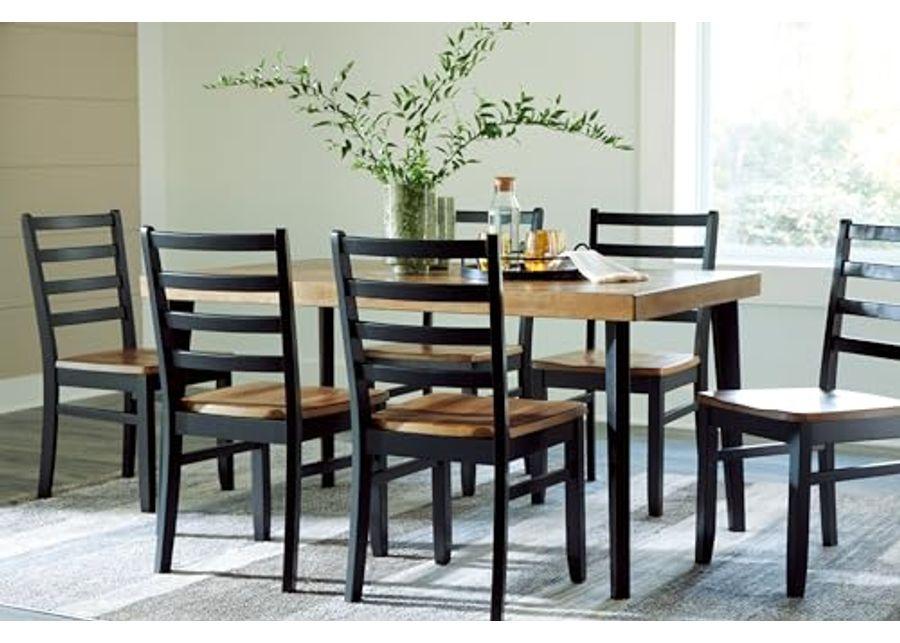 Signature Design by Ashley Blondon Rustic Chevron Dining Table and 6 Chairs, Set of 7, Black & Light Brown