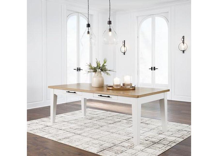 Signature Design by Ashley Ashbryn Dining Table, 86" W x 42" D x 31" H, White & Light Brown