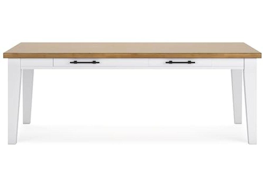 Signature Design by Ashley Ashbryn Dining Table, 86" W x 42" D x 31" H, White & Light Brown