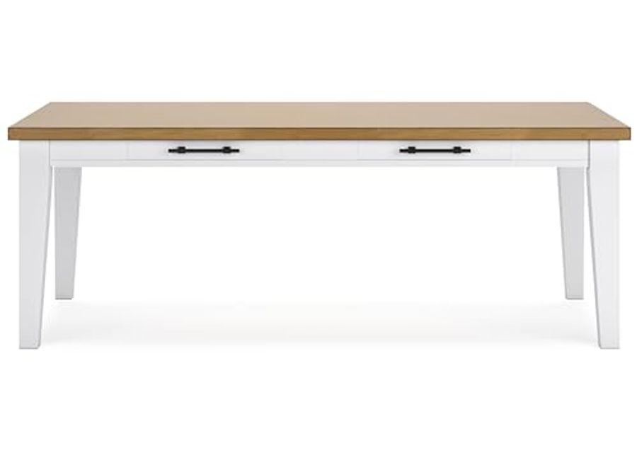 Signature Design by Ashley Ashbryn Dining Table, 86" W x 42" D x 31" H, White & Light Brown