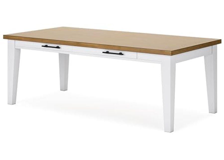 Signature Design by Ashley Ashbryn Dining Table, 86" W x 42" D x 31" H, White & Light Brown