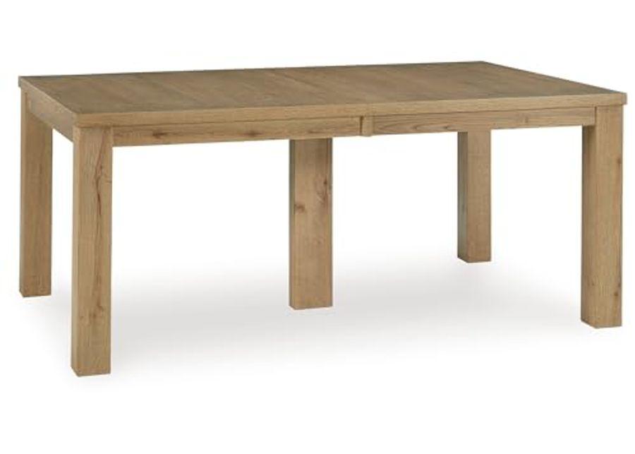 Signature Design by Ashley Galliden Rustic Dining Extension Table with 2 Removable Center Leaves for 6-10 People, Light Brown